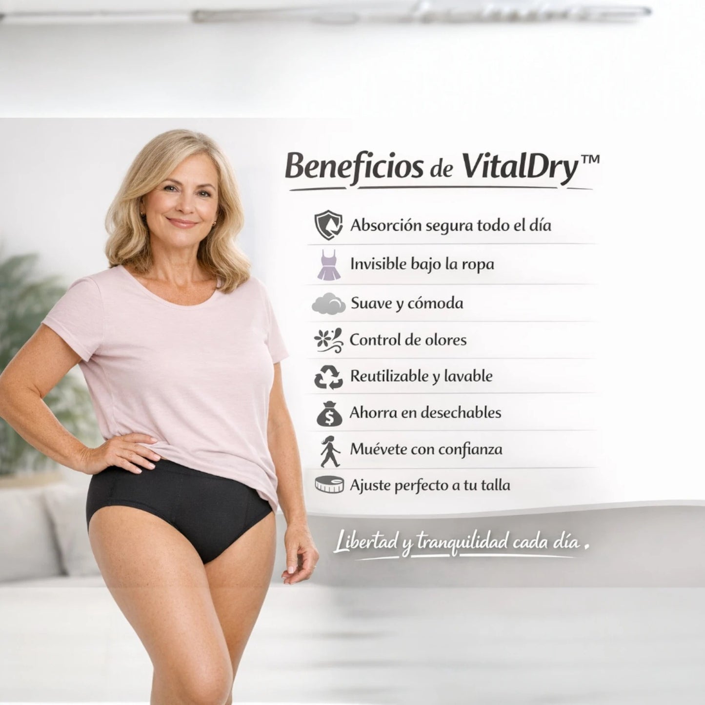Panty VitalDry™: Comodidad y discreción.